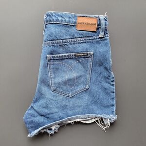 Calvin Klein Distressed Blue Denim Shorts